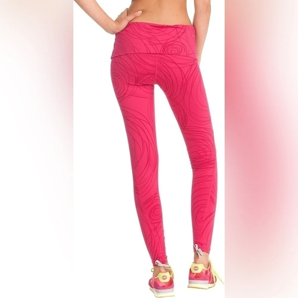 Desigual Women's Sz XS Pink Active Monochromatic Leggings With Outlined Circles